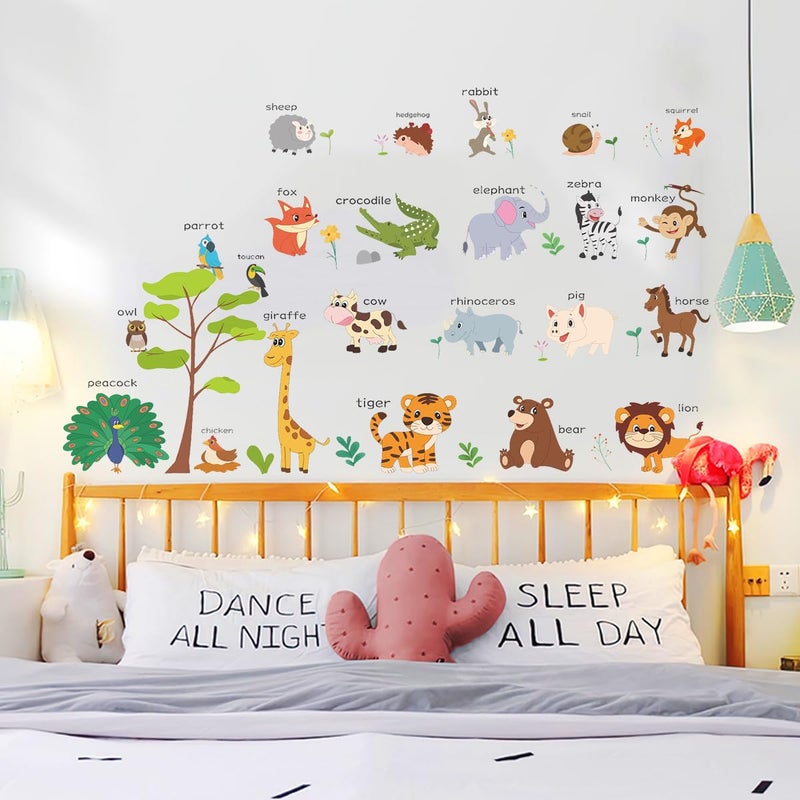 LOMILY Animals Educational Wall Decals Kids Large Nursery Daycare Playroom Wall Stickers Peel and Stick Removable Kids Wall Decors for Preschool Door Window Boy Girl Toddler Baby Room Bedroom. - Image 5